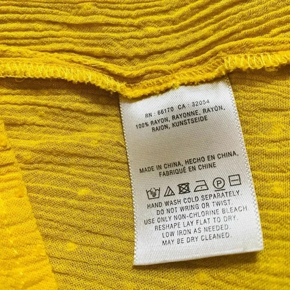 Anthropologie Maeve | Lola Swiss Dot Ruffled Mustard Yellow Blouse Size L - Picture 11 of 11